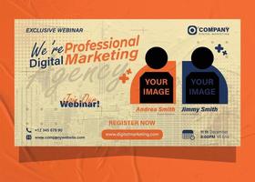 Digital marketing agency and business corporate webinar banner retro template design vector