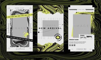 Modern urban futuristic streetwear fashion design for social media story template, poster and print for tshirt. editable template bundle design vector