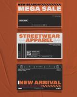 Modern urban futuristic streetwear fashion design for social media banner template, poster and print for tshirt. editable template bundle design vector