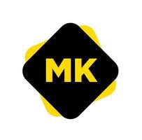 MK company name initial letters monogram. MK letter on curved square. vector