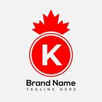 Maple Leaf On Letter K Logo Design Template. Canadian Business Logo, business, and company identity vector