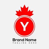 Maple Leaf On Letter Y Logo Design Template. Canadian Business Logo, business, and company identity vector