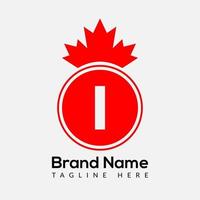 Maple Leaf On Letter I Logo Design Template. Canadian Business Logo, business, and company identity vector