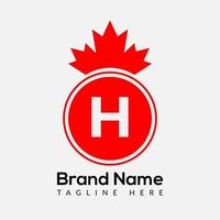 Maple Leaf On Letter H Logo Design Template. Canadian Business Logo, business, and company identity vector