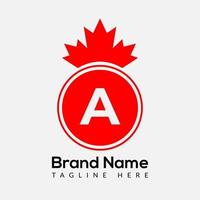 Maple Leaf On Letter A Logo Design Template. Canadian Business Logo, business, and company identity vector