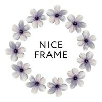 Vector flowers frame. Beautiful wreath. Elegant floral collection with isolated blue,pink leaves and flowers, hand drawn watercolor. Design for invitation, wedding or greeting cards