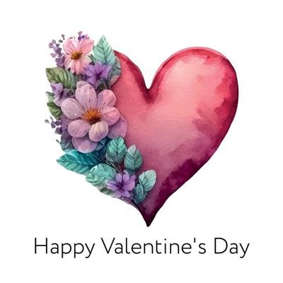 Valentine's day Floral abstract heart of roses vector watercolor