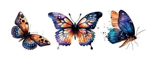 Collection watercolor of flying butterflies watercolor set vector