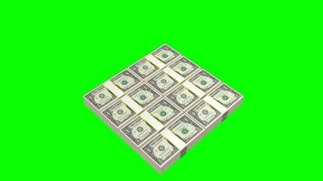 Stacked One Dollar Bills on Green Background - Great for Topics Like Business, Finance etc. video