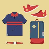 Flat Lay clothes and bag vector