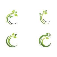 logotipos de la ecología de la hoja del árbol verde vector