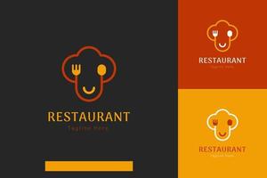 Set of food and restaurant logo vector design templates with different color styles