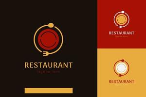 Set of food and restaurant logo vector design templates with different color styles