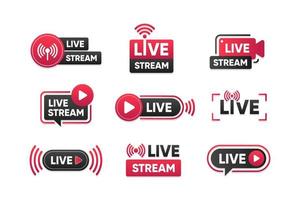 Live Streaming Label Collection Set vector