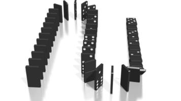 domino effect - vallend zwart tegels met zwart stippen, in aansluiting op camera video