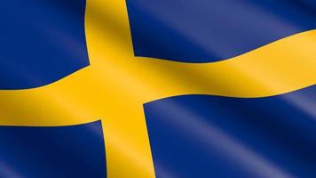 3d Loopable vinka material flagga av Sverige video