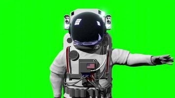 Astronaut Rising Hand, Isolated on Green Background video