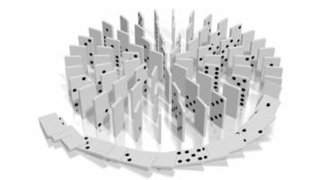 Domino Effect - Falling White Tiles with Black Dots, Spiral Shape video