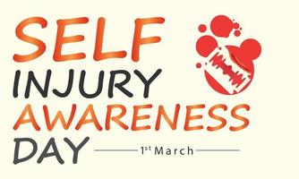 Vector illustration on the theme of Self Injury awareness day In honor of which occurs annually on March 1st.