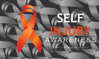 Vector illustration on the theme of Self Injury awareness day In honor of which occurs annually on March 1st.