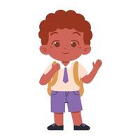 pequeño chico personaje. elemental colegio niños vistiendo uniforme ilustración vector