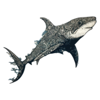 Shark illustration in doodle style png