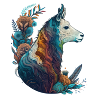 Llama illustration in doodle style png