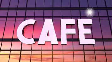 Cafe Banner auf Büro Gebäude und Sonne Betrachtung video
