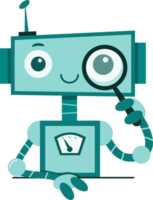 Smiling cute robot chat bot. Support service character. png
