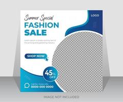 Modern summer fashion sale social media post design template vector