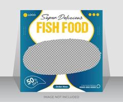 Fish food social media post or web ads banner design template vector