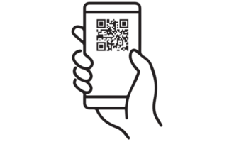 QR code scanning icon in smartphone on transparent background png