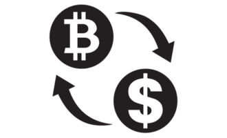 Bitcoin to Dollar Exchange Currency Icon on transparent background png