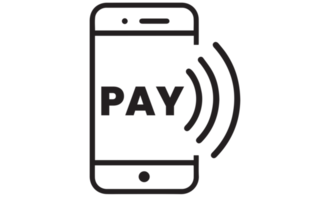 Payment with smartphone icon on transparent background. png