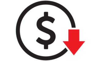 decreasing dollar sign on transparent background png