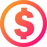 Dollar bill icon in gradient colors. American currency signs illustration. png