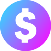 Dollar bill icon in gradient colors. American currency signs illustration. png