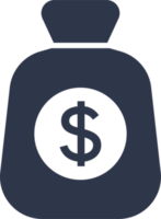 argent sac icône dans noir couleurs. américain devise panneaux illustration. png