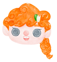 Cute happy smile leprechaun ginger hair girl celebrating  St Patrick cartoon character watercolour png