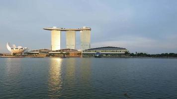 Scenic view of Marina Bay Sands Hotel from the river video