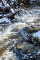 primavera deshielo. agua rápidos en el primavera temporada cuando hielo y nieve derretir. foto