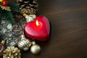 Christmas decoration on wood table photo