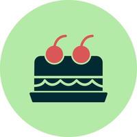 Cake With Cherry On Top Vector Icon