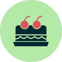 Cake With Cherry On Top Vector Icon