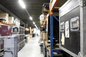 Inside a storage and logistics and distribution warehouse photo