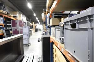 Inside a storage and logistics and distribution warehouse photo