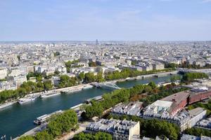 Scenery of Paris and Seine River from Eiffel Tower. photo