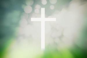 Abstract of Christ Cross Lighting with Bokeh Background, Suitable for Christian Religion Concept. photo