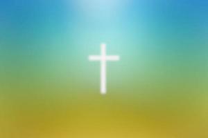 Abstract of Blurred Christ Cross Lighting with Beautiful Gradient Background, Suitable for Christian Religion Concept. photo