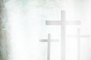 White Grunge Concrete Wall Background with Light Leak on Christ Cross, Suitable for Christian Religion Concept. photo